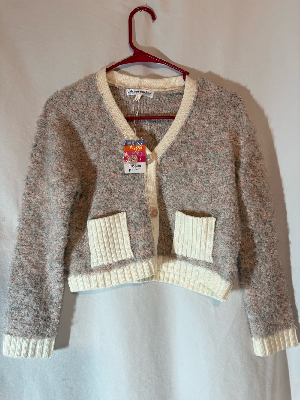 Adyson Parker Cardigan Sweater Women L Flamingo Combo Boucle NWT $60